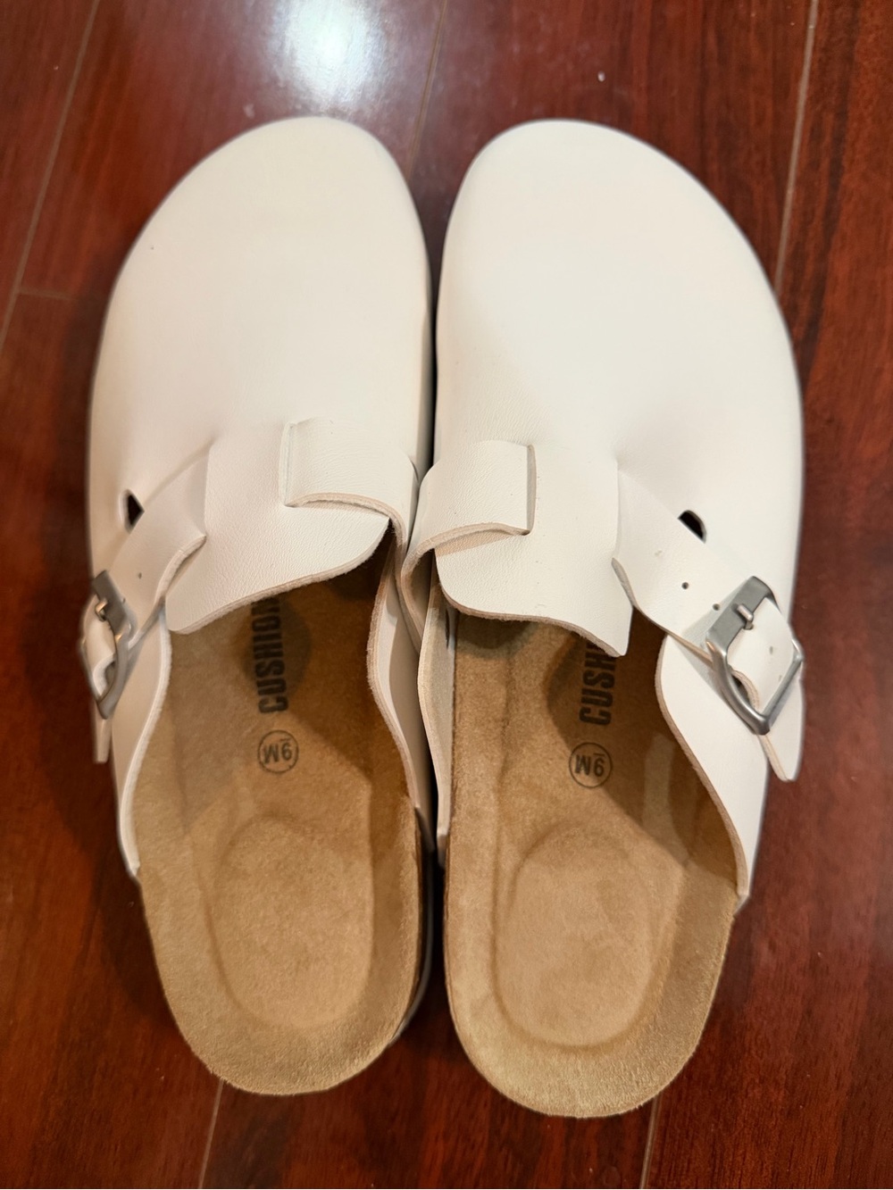 White Slip-On Clog with Buckle